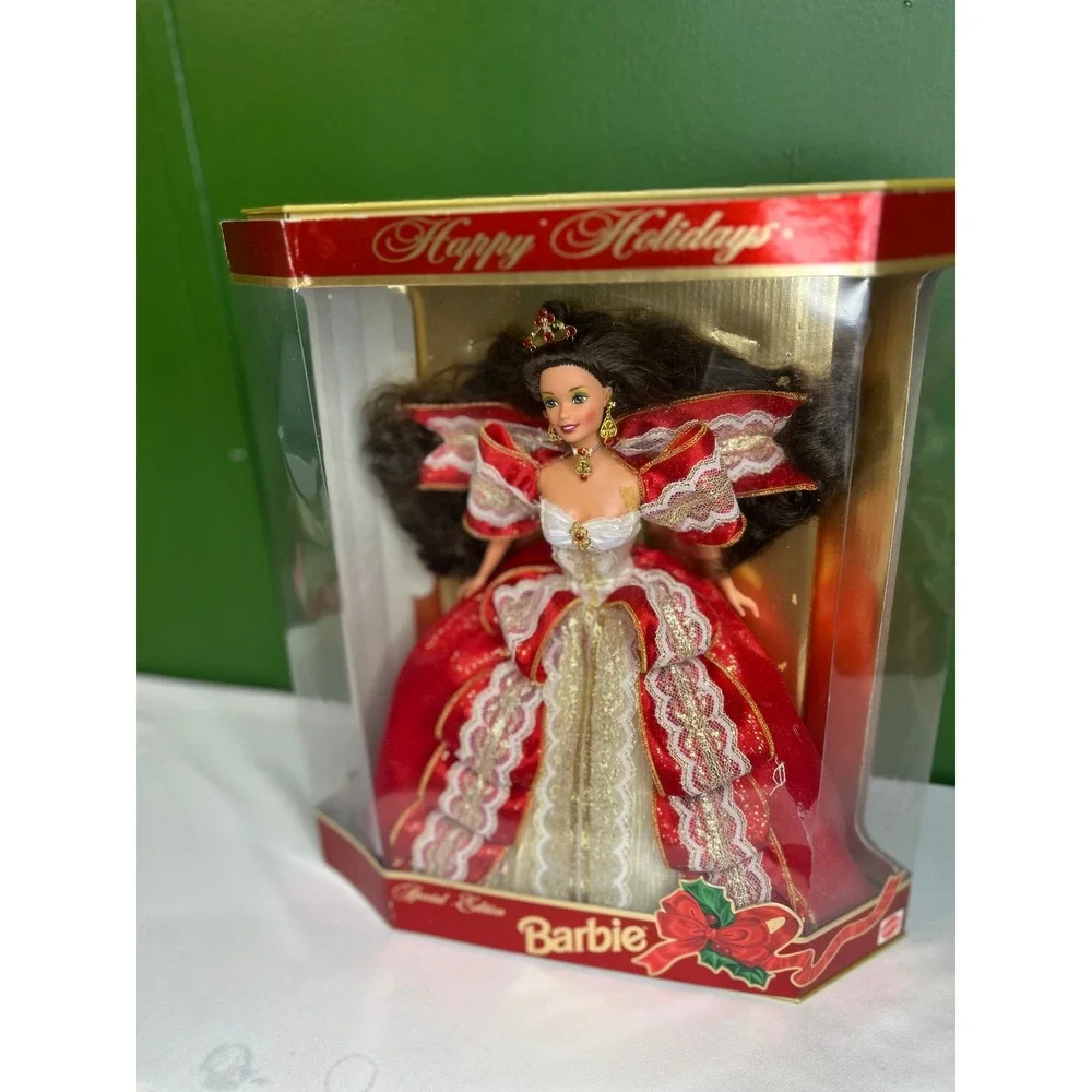 Mattel 1997 Happy Holidays Barbie Special Edition Brunette Red Gown 17832 NIB